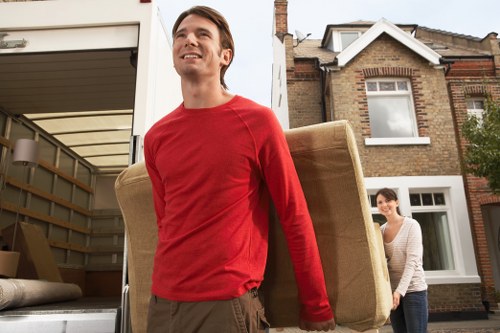 Move preparation with labelled boxes and packing materials